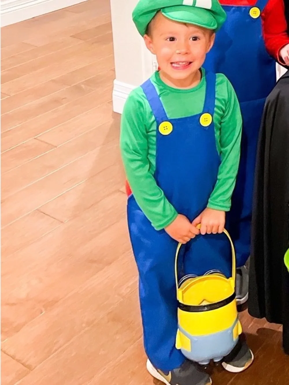 Luigi Mario Bros. Kids Green and Blue Overalls Costume with Hat